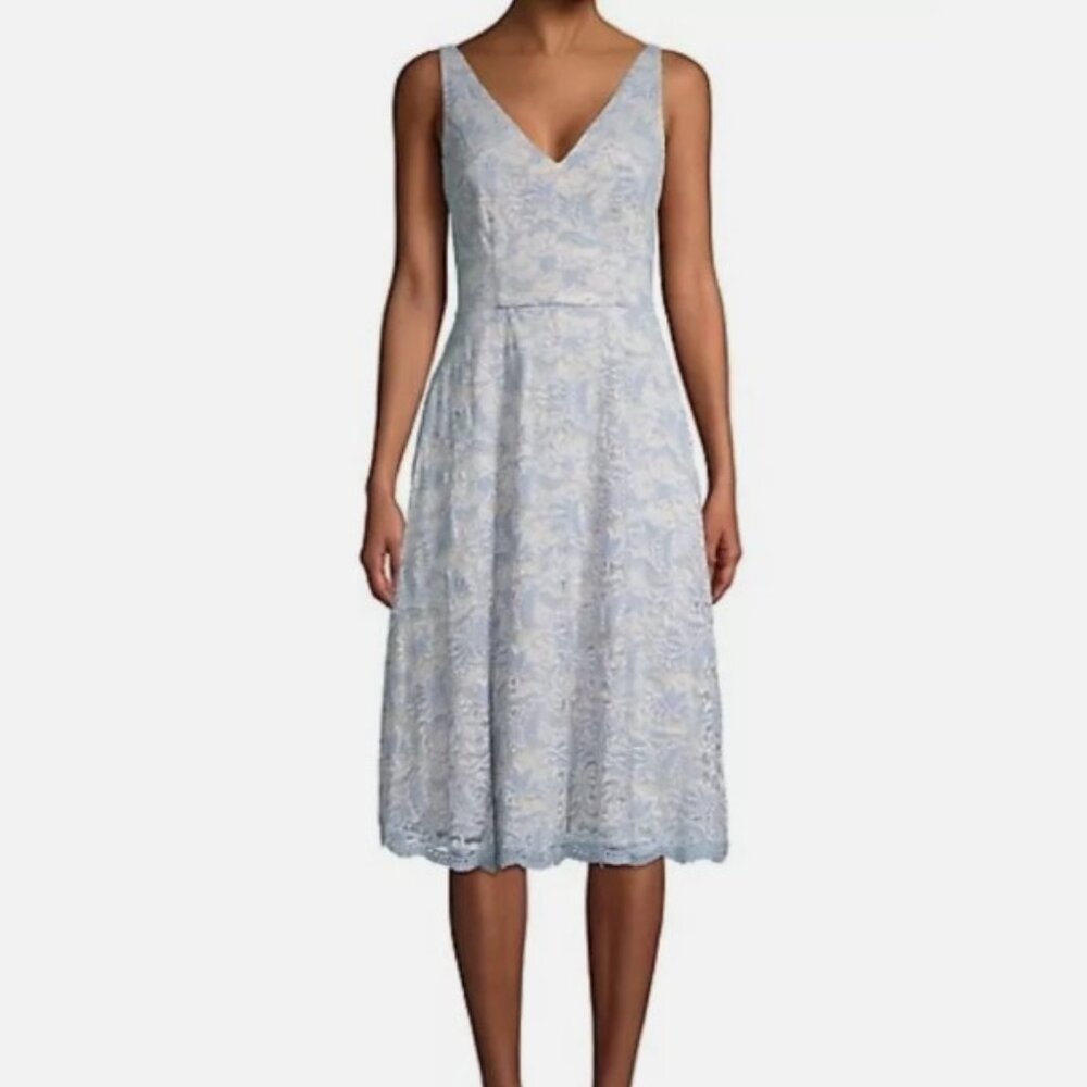 Vince Camuto sleeveless A-line lace dress - tea length